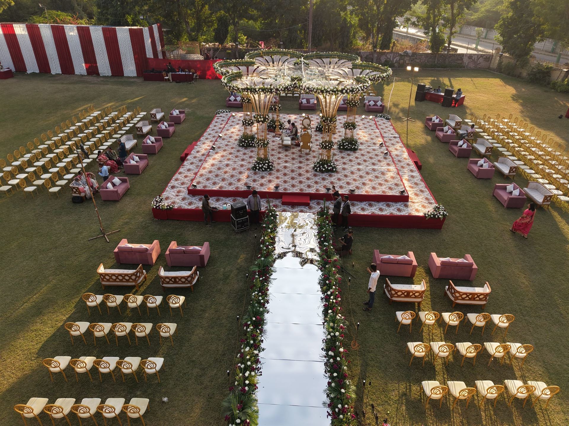 Prasang Party Plot wedding venue on Sola Road, Ahmedabad decorated by Kalash Decor